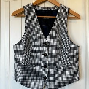 Madewell Navy and White Checkered Vest tailored waistcoat Italian fabric lined.